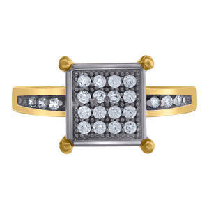 10kt Two-tone Gold Womens Cubic Zirconia Square Head Engagement Ring