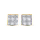 14kt Yellow Gold Womens Round Diamond Square Earrings 7/8 Cttw