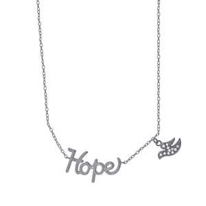 925 Sterling Silver Women Cubic Zirconia Rolo Link Hope With Bird Charm Necklace