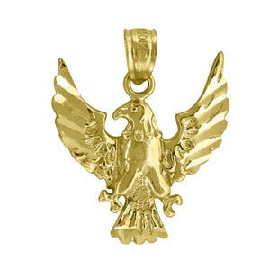 10kt Yellow Gold Diamond-cut Unisex Eagle Ht:20.4mm x W:16.2mm Animal Charm Pendant