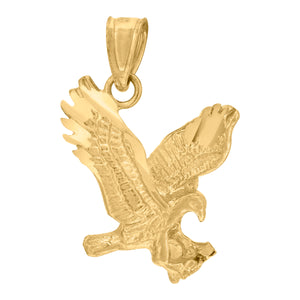 10kt Yellow Gold Mens Diamond-cut Flying Eagle Bird Charm Pendant