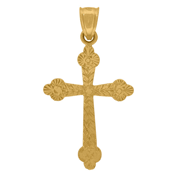 10kt Yellow Gold Womens Mens Unisex Crucifix Cross Religious Charm Pendant