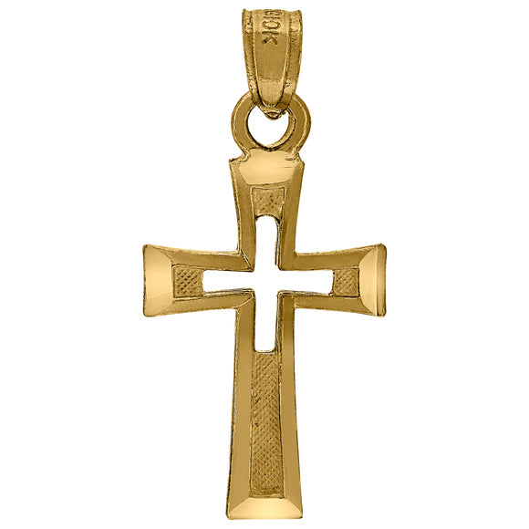10kt Yellow Gold Womens Mens Unisex Cross Religious Charm Pendant