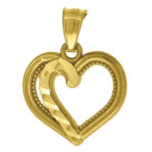 10kt Yellow Gold Womens Diamond-cut Love Heart Charm Pendant