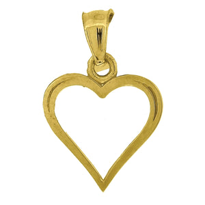 10kt Yellow Gold Womens Ht:17.5mm x W:11.6mm Heart Charm Pendant