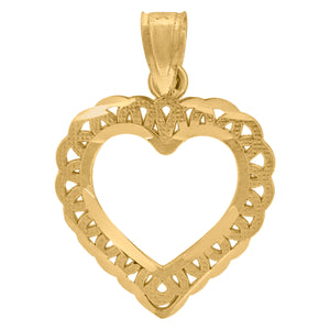 10kt Yellow Gold Womens Ht:21.7mm x W:14.4mm Heart Charm Pendant