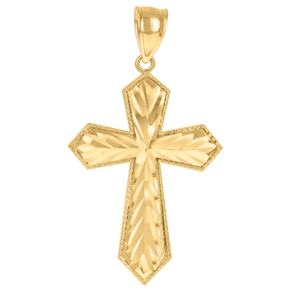 10kt Yellow Gold Unisex Passion Cross Religious Charm Pendant