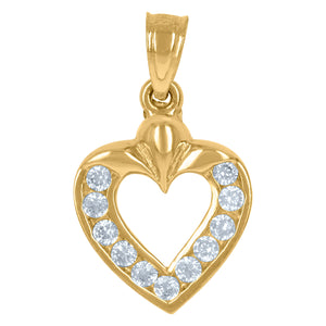10kt Yellow Gold Womens Cubic Zirconia Cubic-zirconia Heart Charm Pendant