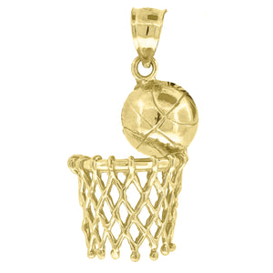 10kt Yellow Gold Mens Basketball Sports Charm Pendant