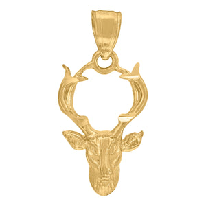 10kt Yellow Gold Womens Mens Unisex Deer Head Charm Pendant