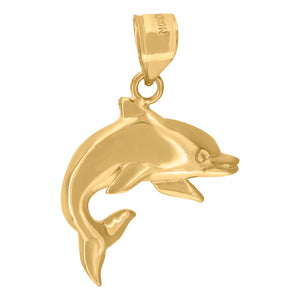 10kt Yellow Gold Womens Jumping Dolphin Charm Pendant