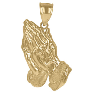 10KT Two-Tone Gold Mens Praying Hands Religious Charm Pendant