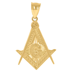 10KT Two-Tone Gold Mens Masonic Freemasonry Occupation Charm Pendant