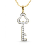 10kt Yellow Gold Womens Round Diamond Trefoil Key Pendant 1/6 Cttw