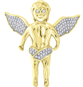 925 Sterling Silver Mens Cubic Zirconia Religious Praying Angel Charm Pendant