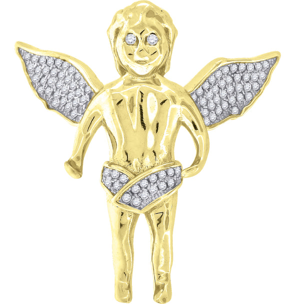 925 Sterling Silver Mens Cubic Zirconia Religious Praying Angel Charm Pendant