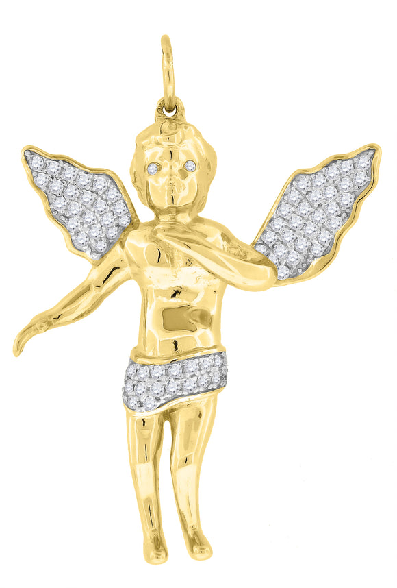 925 Sterling Silver Mens Cubic Zirconia Religious Praying Angel Charm Pendant