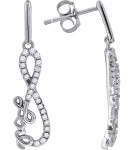 925 Sterling Silver Womens Cubic Zirconia Infinity Dangle Earrings