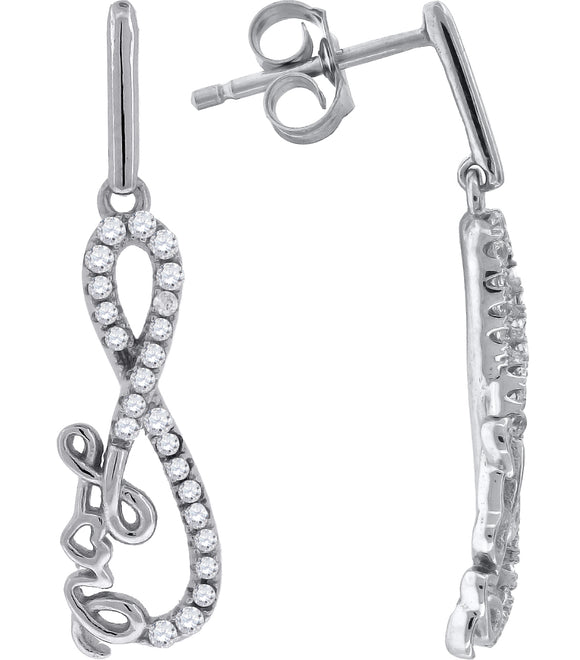 925 Sterling Silver Womens Cubic Zirconia Infinity Dangle Earrings