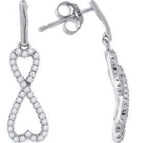 925 Sterling Silver Womens Cubic Zirconia Infinity Dangle Earrings