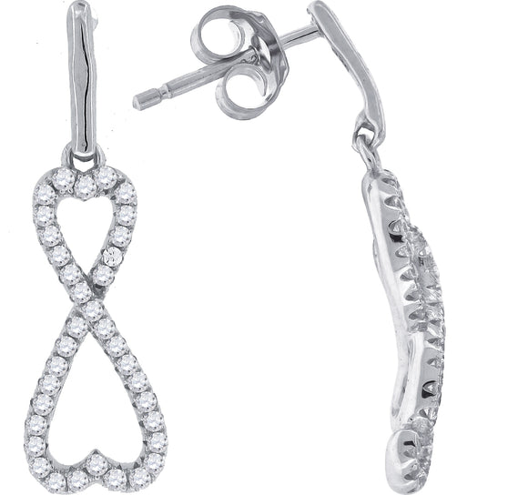 925 Sterling Silver Womens Cubic Zirconia Infinity Dangle Earrings