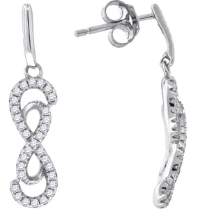 925 Sterling Silver Womens Cubic Zirconia Infinity Dangle Earrings