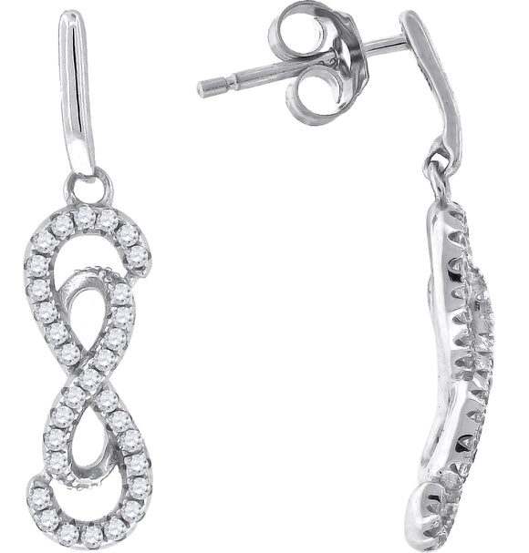 925 Sterling Silver Womens Cubic Zirconia Infinity Dangle Earrings