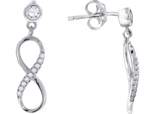 925 Sterling Silver Womens Cubic Zirconia Infinity Dangle Earrings