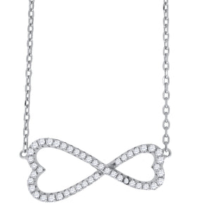 925 Sterling Silver Women Cubic Zirconia Rolo Link Infinity Necklace