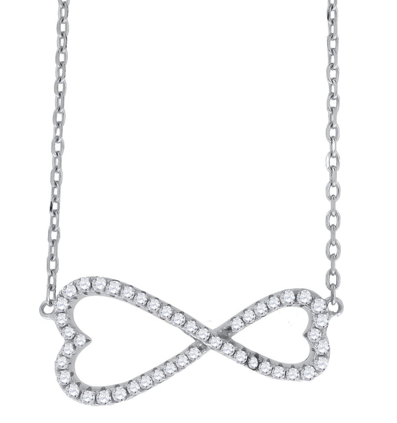 925 Sterling Silver Women Cubic Zirconia Rolo Link Infinity Necklace