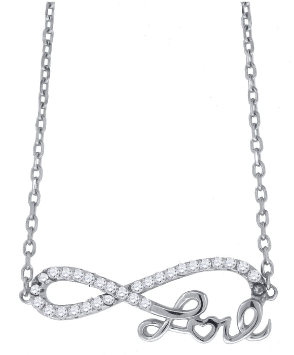 925 Sterling Silver Women Cubic Zirconia Rolo Link Infinity Necklace