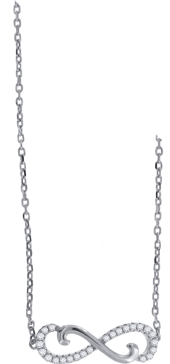 925 Sterling Silver Women Cubic Zirconia Rolo Link Infinity Necklace
