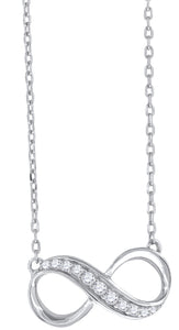 925 Sterling Silver Women Cubic Zirconia Rolo Link Infinity Necklace