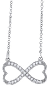 925 Sterling Silver Women Cubic Zirconia Rolo Link Infinity Necklace