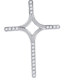 925 Sterling Silver Womens Cubic Zirconia Cross Religious Charm Pendant