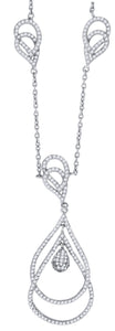 925 Sterling Silver Women Cubic Zirconia Rolo Link Tear Drop Necklace