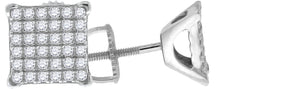 925 Sterling Silver Womens Cubic Zirconia Square Stud Earrings