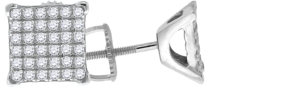 925 Sterling Silver Womens Cubic Zirconia Square Stud Earrings