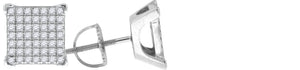925 Sterling Silver Womens Cubic Zirconia Square Stud Earrings