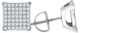 925 Sterling Silver Womens Cubic Zirconia Square Stud Earrings