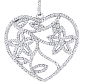 925 Sterling Silver Womens Cubic-Zirconia Nature Motif Charm Pendant