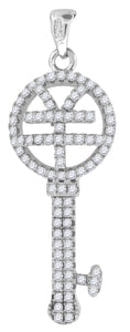 925 Sterling Silver Womens CZ Key Charm Pendant