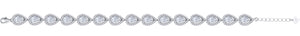 925 Sterling Silver Women Cubic Zirconia Fancy Link Tear Drop Adjustable Bracelet