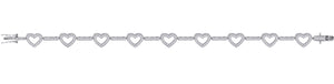 925 Sterling Silver Women Cubic Zirconia Link Heart Bracelet