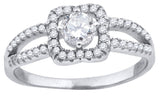 925 Sterling Silver Womens Cubic-Zirconia Floral Engagement Ring Size 7