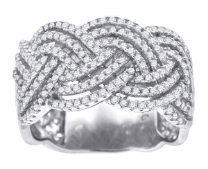 925 Sterling Silver Womens Cubic Zirconia Fashion Braided Wedding Band Ring Size 6