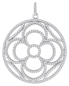 925 Sterling Silver Womens Cubic-Zirconia Nature Motif Charm Pendant