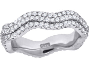 925 Sterling Silver Womens Cubic Zirconia Fashion Twisted Wedding Band Ring Size 8