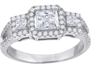 925 Sterling Silver Womens Cubic Zirconia Engagement Ring Size 6