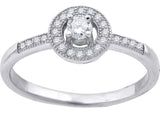 925 Sterling Silver Womens Cubic Zirconia Halo Engagement Ring Size 8